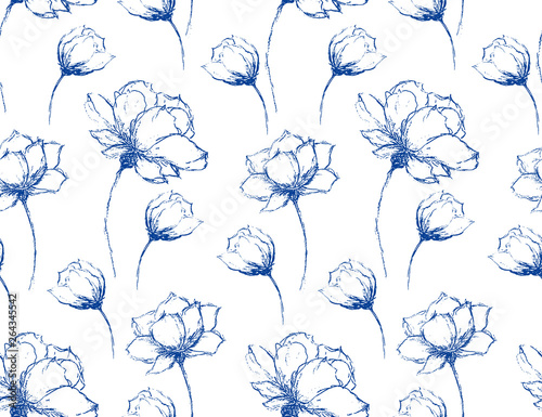 seamless pattern with hand drawing flowers