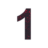 Number one. 1 stylized grunge texture. Red-black stone texture. Vector illustration.