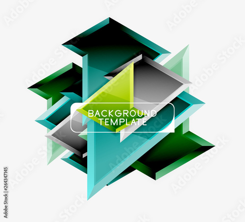 Minimal geometrical triangles with 3d effect abstract background template