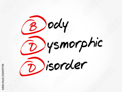 BDD - Body Dysmorphic Disorder acronym, health concept background