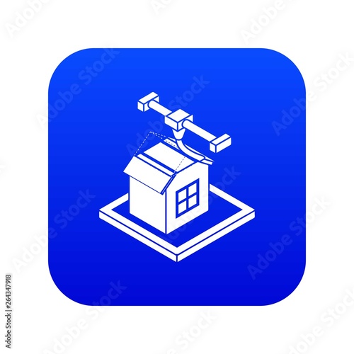 House d printing icon blue vector isolated on white background
