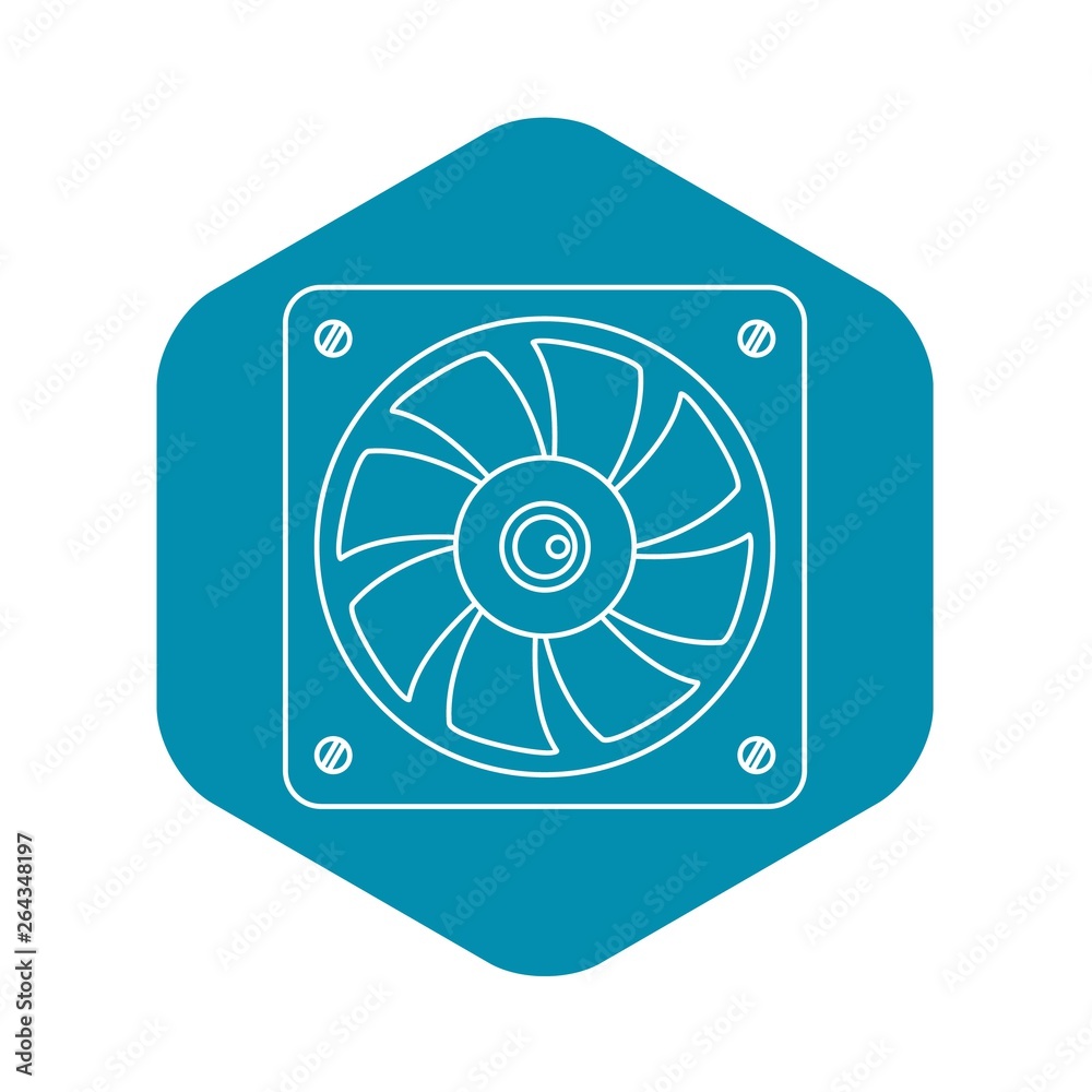 Computer fan cooler icon. Outline illustration of computer fan cooler vector icon for web Computer fan cooler icon. Outline illustration of computer fan cooler vector icon for web