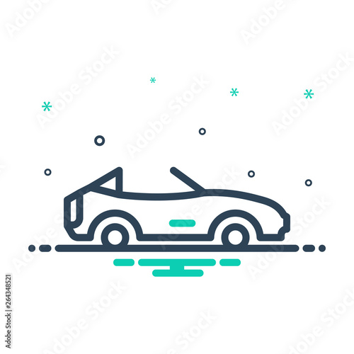 Mix line icon for cabriolet 