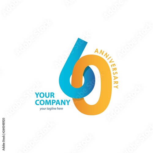 60 Year Anniversary Vector Template Design Illustration