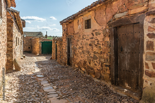 Streets and houses of Castrillo de los Polvazares in the province of León place of passage on the Santiago's road (Spain)