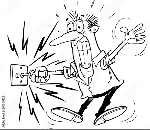vector illustration of a man with an electric shock