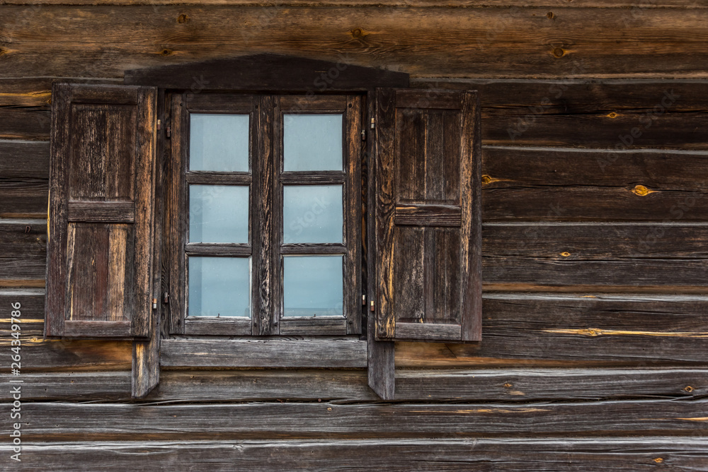 Window in Log House in Lithuania Window in Log House in Lithuania