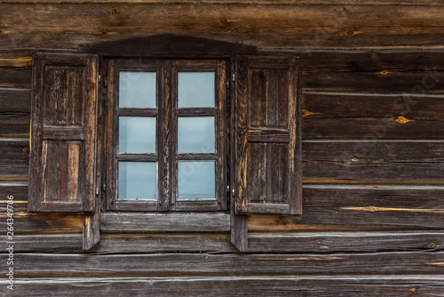 Window in Log House in Lithuania