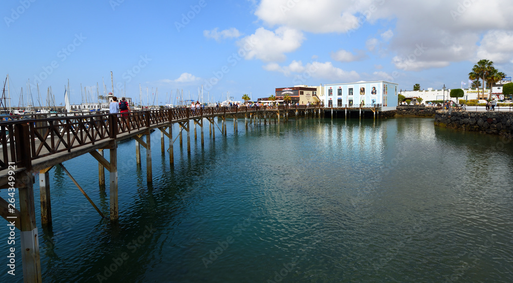 Lanzarote, Boardwalk at  Marina Rubicon port at Playa Blanca in Canary Islands
