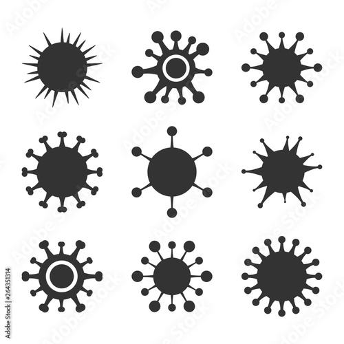 microbe, virus icons set isolated on white. Vector illustration