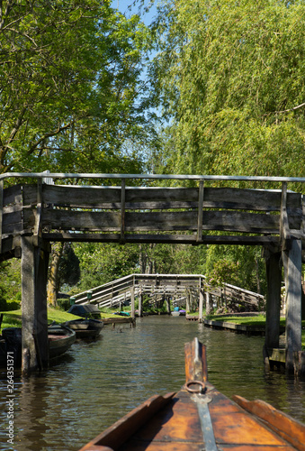 Giethoorn watervillage Overijssel Netherlands. Canals and bridges photo