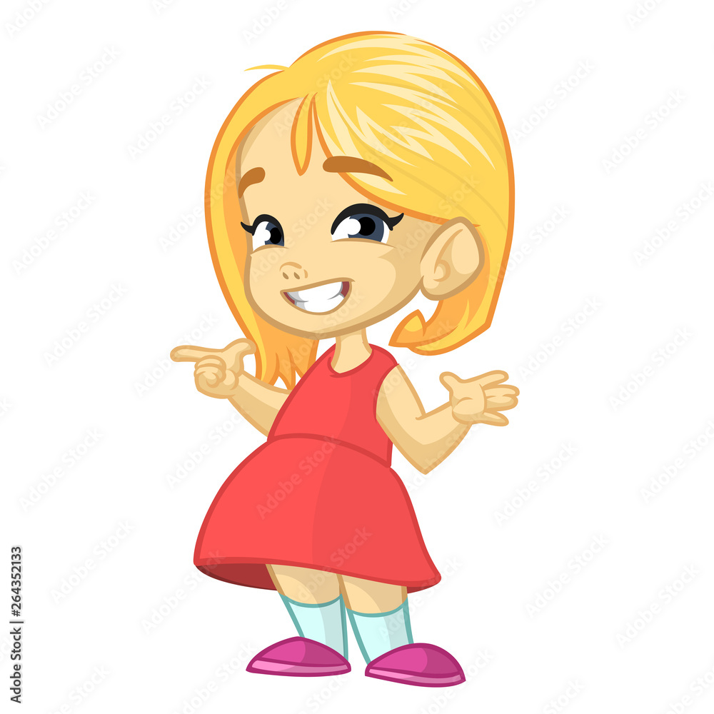Cute happy cartoon blonde girl illustration Cute happy cartoon blonde girl illustration