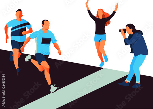 people running marathon