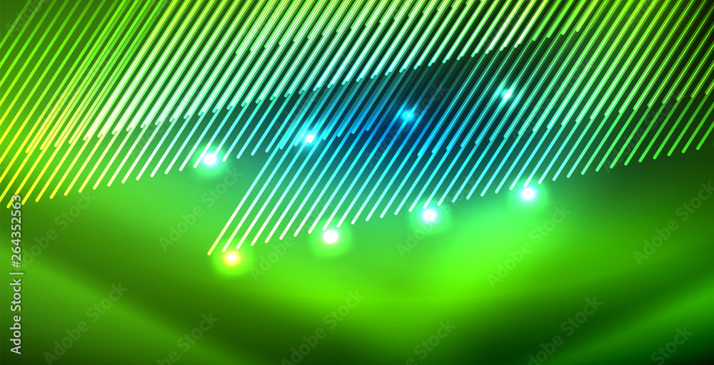 Neon glowing techno lines, blue hi-tech futuristic abstract background template with lights Neon glowing techno lines, blue hi-tech futuristic abstract background template with lights