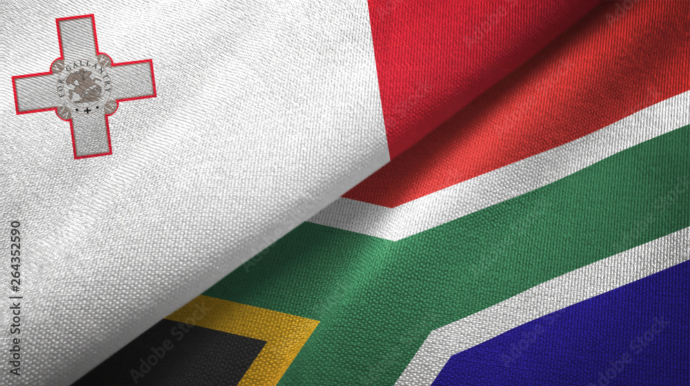 Malta and South Africa two flags textile cloth, fabric texture Malta and South Africa two flags textile cloth, fabric texture