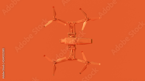 Orange Unmanned Aerial Vehicle Drone 3d illustration 3d render