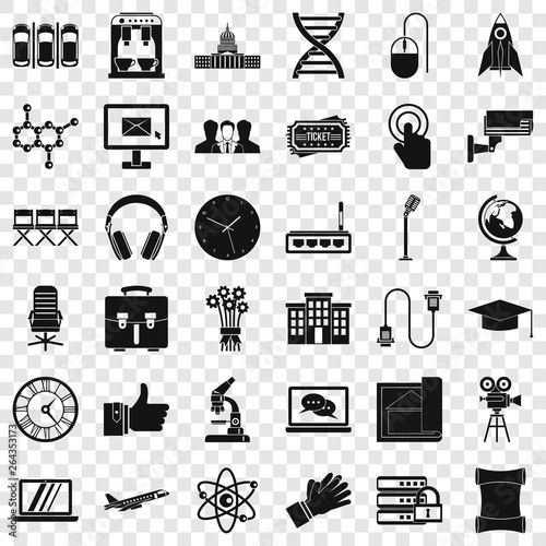 International conference icons set. Simple style of 36 international conference vector icons for web for any design photo