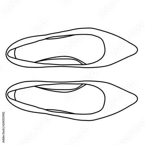  top view of female shoes sketch, line