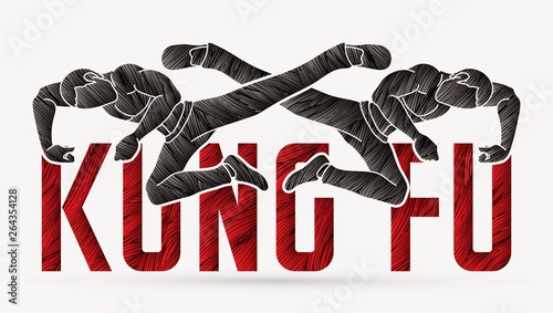 Kung Fu action designed with text , Font Kung fu graphic vector