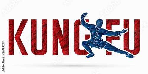 Kung Fu action designed with text , Font Kung fu graphic vector