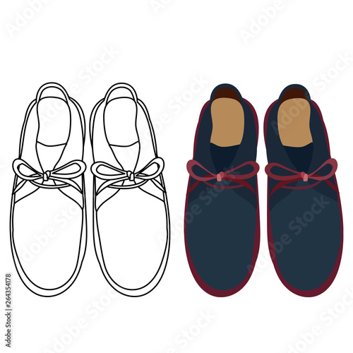 top view men's shoes sketch
