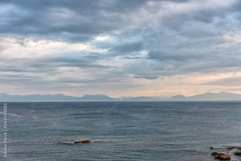 Dramatic Cloudy, Windy Morning on the Southern Mediterranean Sea in Italy