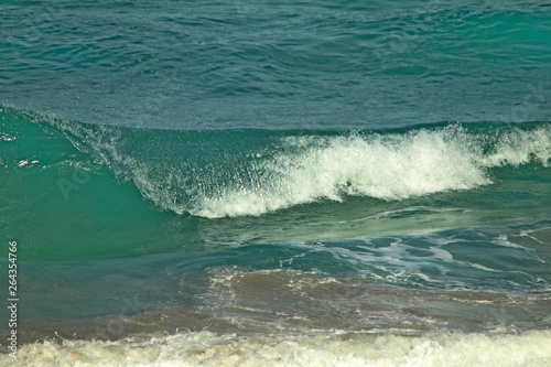 Wave breaking on the seashore on a sunny summer's day.