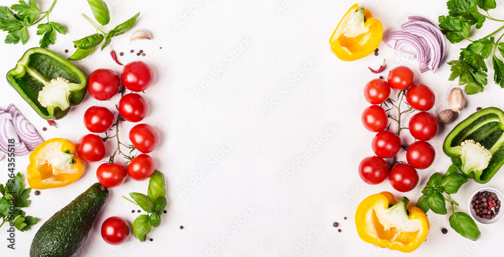 Food background with Organic Vegetables. Healthy food or diet concept, Website background