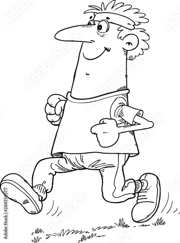 cartoon man jogging