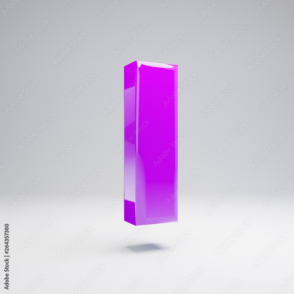Volumetric glossy violet uppercase letter I isolated on white background. Volumetric glossy violet uppercase letter I isolated on white background.