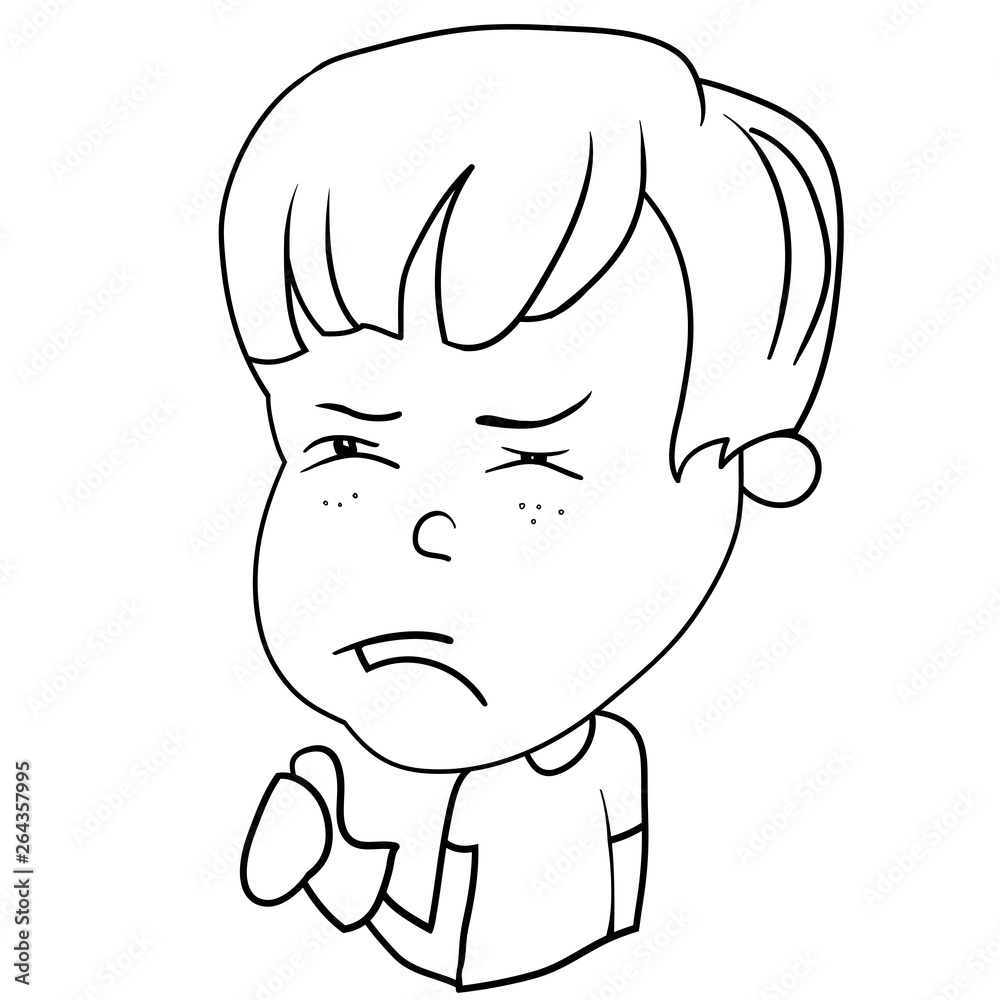 Funny cartoon characters of boys, expression of emotions and mood, portrait, children's book for painting, vector illustration Funny cartoon characters of boys, expression of emotions and mood, portrait, children's book for painting, vector illustration