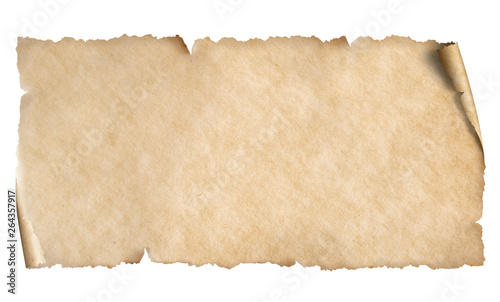 Bild auf Leinwand narrow vintage paper horizontal sheet isolated on white