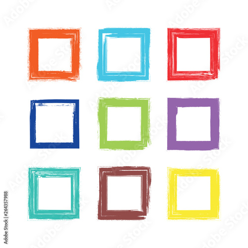 vector brush strokes Square of paint on white background