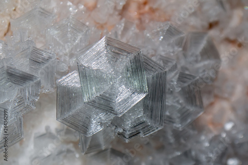 Assembly of large funnel-shaped ice crystals close-up