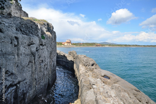 a stretch of Tagliata Etrusca near Ansedonia bay,Tuscany, a magnificent work of Roman hydraulic engineering, to avoid the silting up of the port of Cosa town  photo