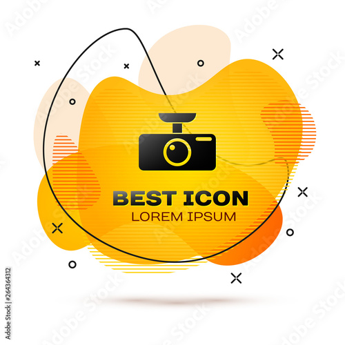 Black Car DVR icon isolated on white background. Car digital video recorder icon. Fluid color banner. Vector Illustration