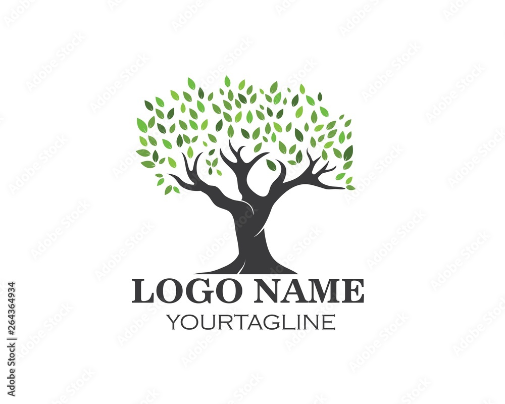 Fototapeta premium Tree leaf vector logo design, eco-friendly