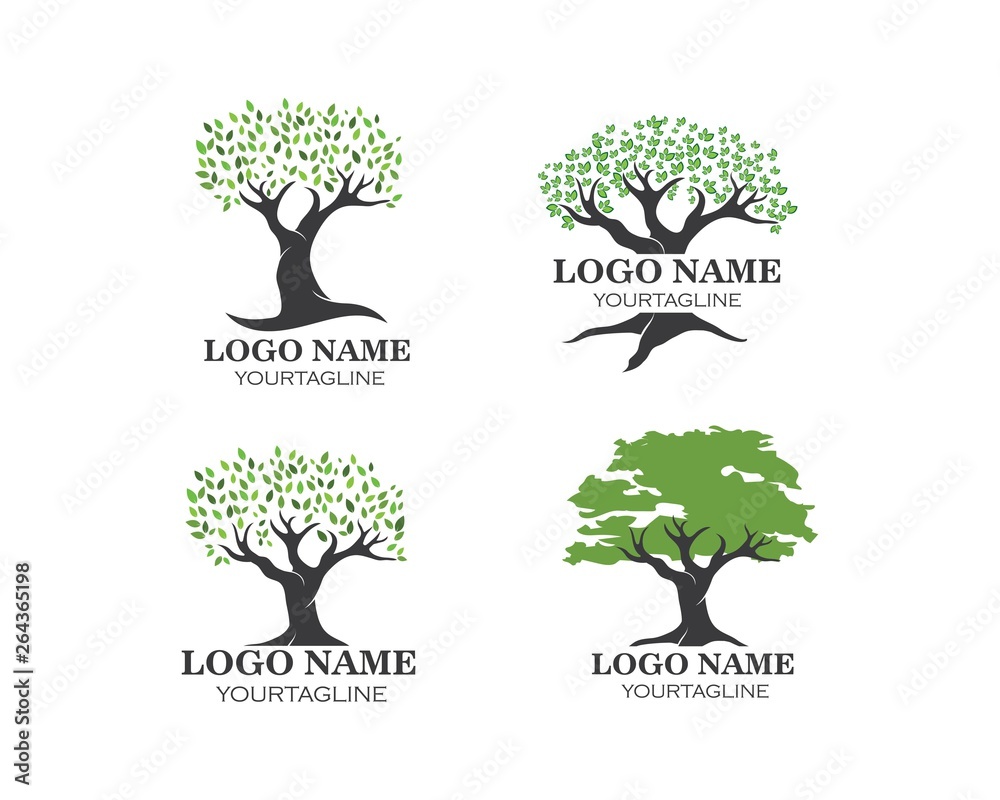 Obraz premium Tree leaf vector logo design, eco-friendly