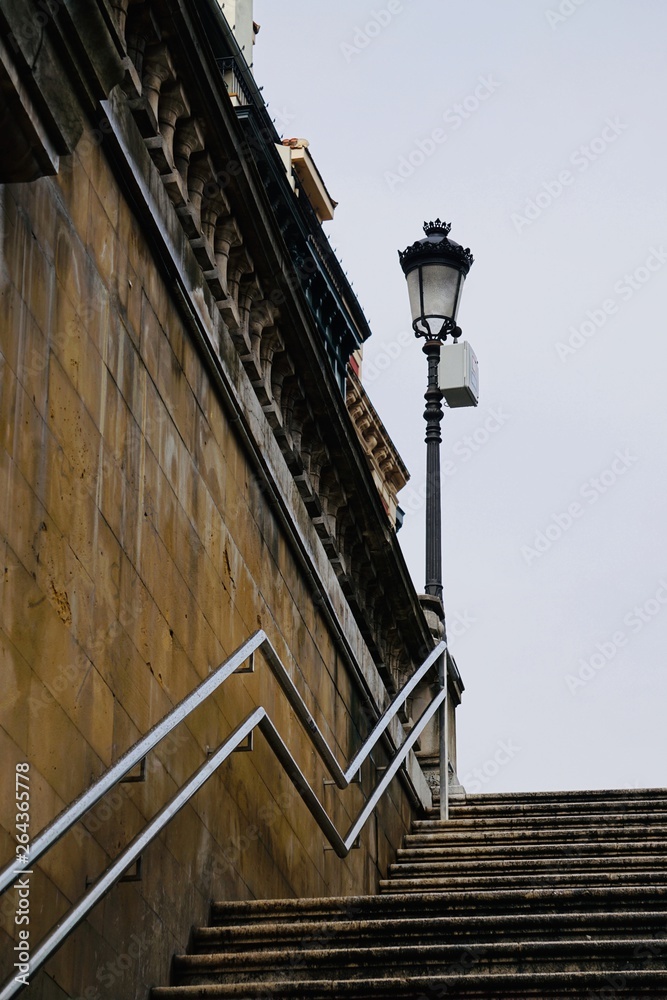 old stairs architecture in Bilbao city Spain. staircase structure in the street