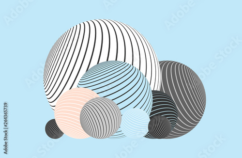 graphic striped balls pack in soft blue shades
