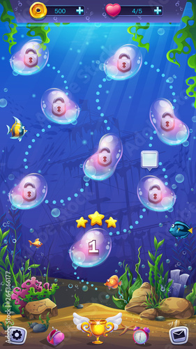 level map on the background of the underwater world