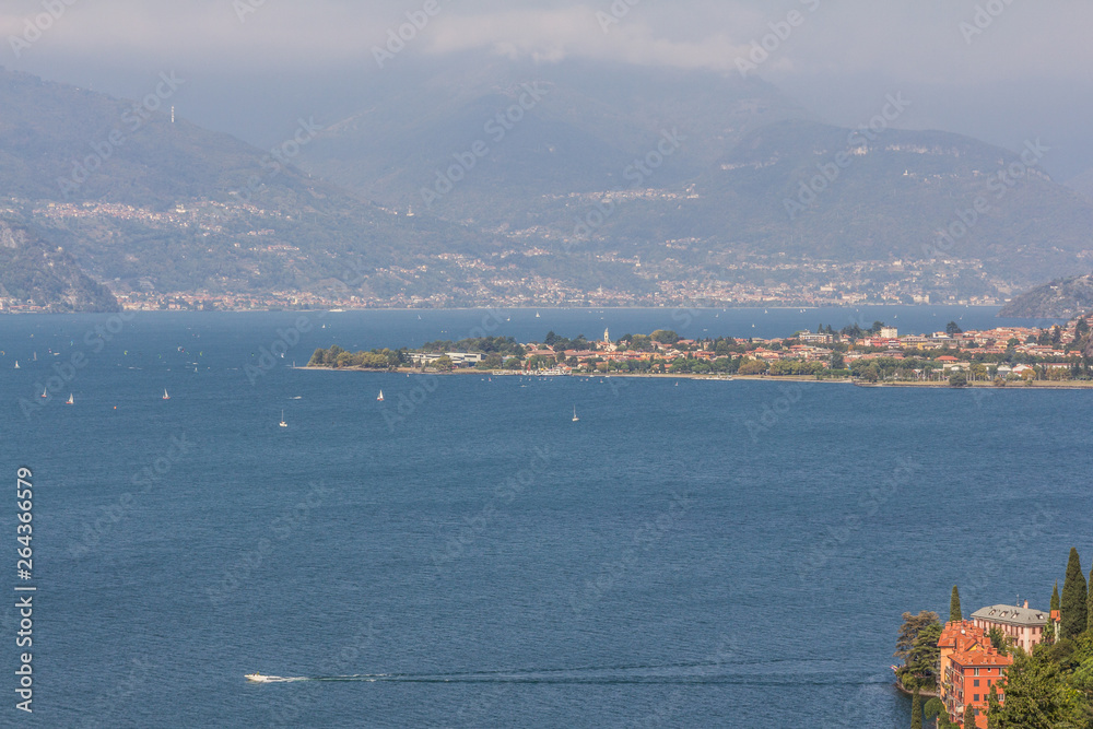 Panoramic view of the como lake in Bellano