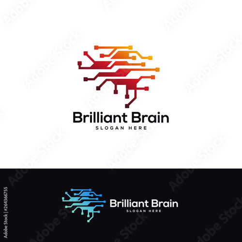 tech brain logo designs template, smart technology logo designs concept
