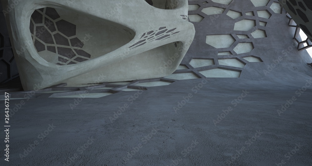 Abstract white and concrete interior. 3D illustration and rendering. Abstract white and concrete interior. 3D illustration and rendering.