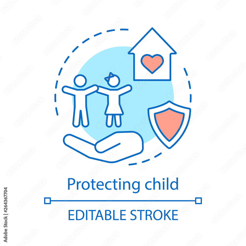 Protecting child concept icon Protecting child concept icon