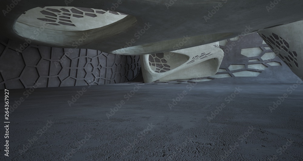 Abstract white and concrete interior. 3D illustration and rendering. Abstract white and concrete interior. 3D illustration and rendering.