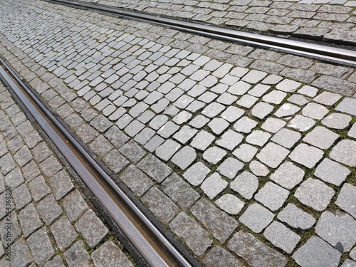 tramways on stone paving