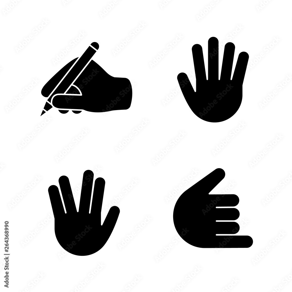 Hand gesture emojis glyph icons set Hand gesture emojis glyph icons set