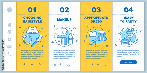 Getting ready for party onboarding mobile web pages vector template