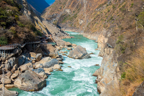 Tiger Leaping Gorge ,deepest mountain hole in world, in Lijiang, Yunnan Province, China. photo